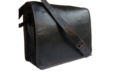 black leather messenger bag men's.